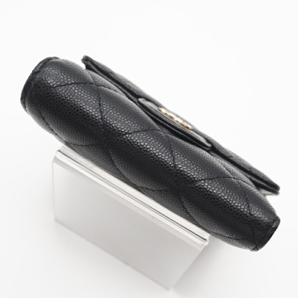 CHANEL Matelasse Caviar Skin Compact Wallet with Gold Hardware, AP4383, Tri-f...